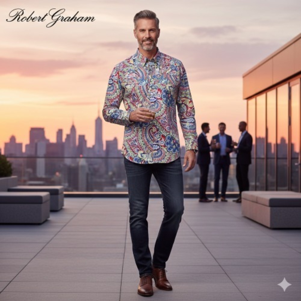 Robert Graham XL "Remote Worker" Paisley Patchwork Classic Fit Shirt